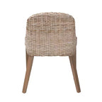 Chaise de salle à manger bali & pari Lara en rotin et bois d'acajou gris Kubu/taupe rustique