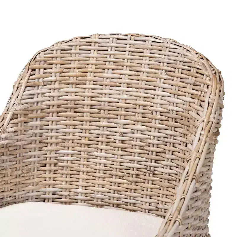 Chaise de salle à manger bali & pari Lara en rotin et bois d'acajou gris Kubu/taupe rustique