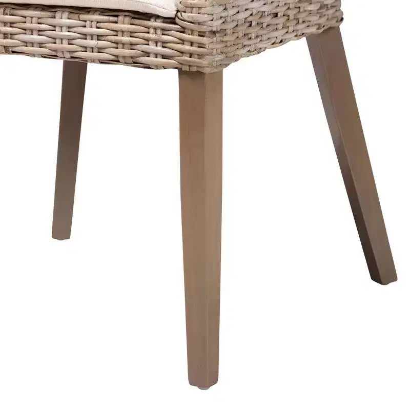 Chaise de salle à manger bali & pari Lara en rotin et bois d'acajou gris Kubu/taupe rustique