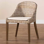 Chaise de salle à manger bali & pari Lara en rotin et bois d'acajou gris Kubu/taupe rustique