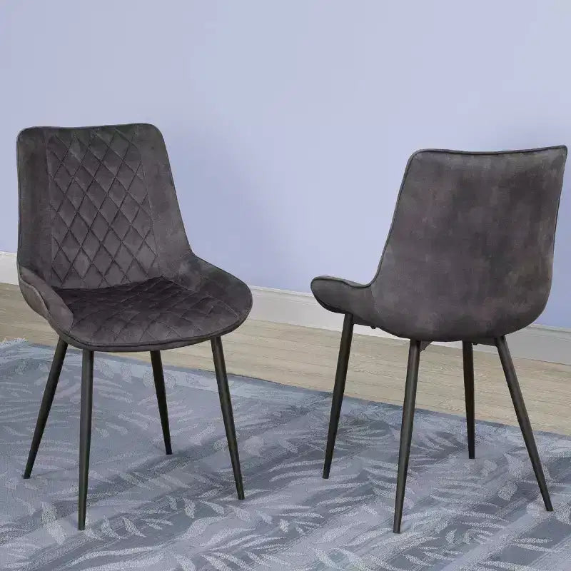 Brassex Lot de 2 chaises de salle à manger Fabian Gris foncé