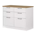 South Shore Toscano 6 Drawer Kitchen Island White/Maple Nutmeg