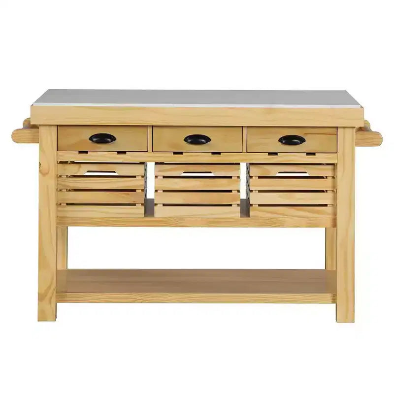 Acme Furniture Grovaam Kitchen Island Marble Top/Natural Finish