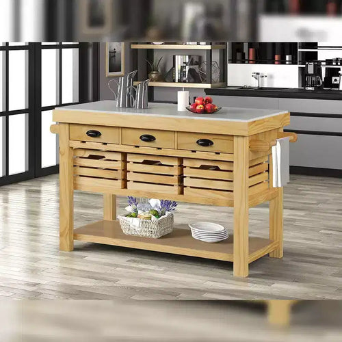 Îlot de cuisine Acme Furniture Grovaam plateau en marbre/finition naturelle