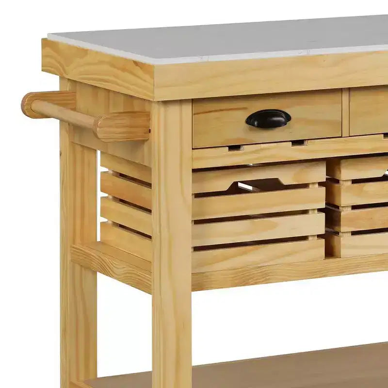 Îlot de cuisine Acme Furniture Grovaam plateau en marbre/finition naturelle