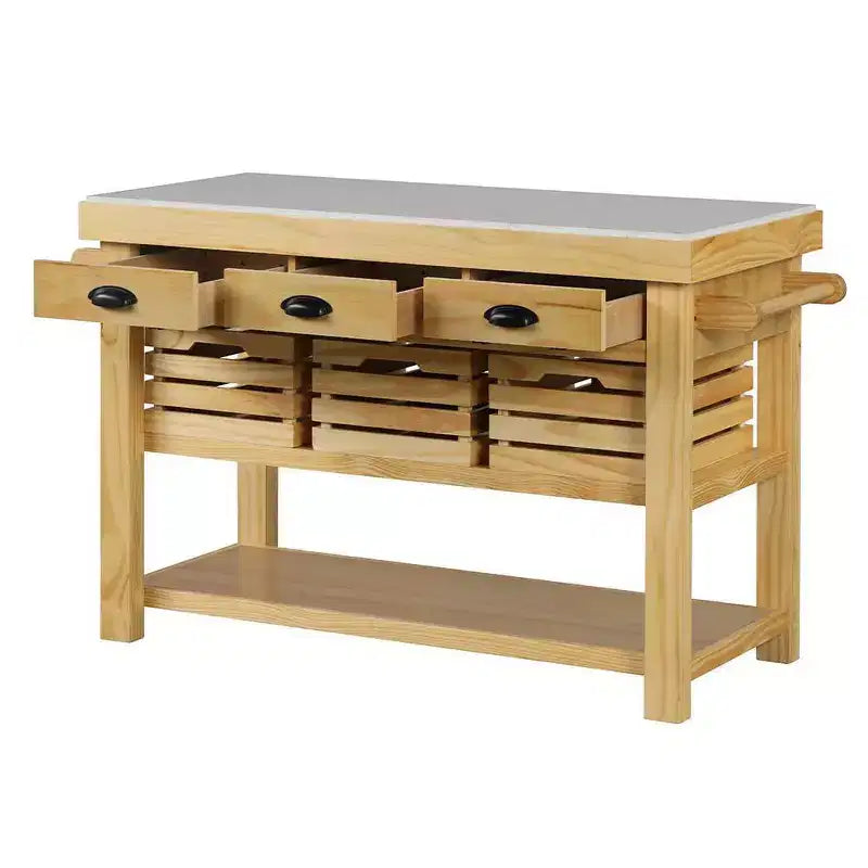 Îlot de cuisine Acme Furniture Grovaam plateau en marbre/finition naturelle