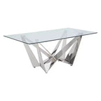 Acme Furniture Dekel Glass Top Dining Table Clear/Stainless Steel