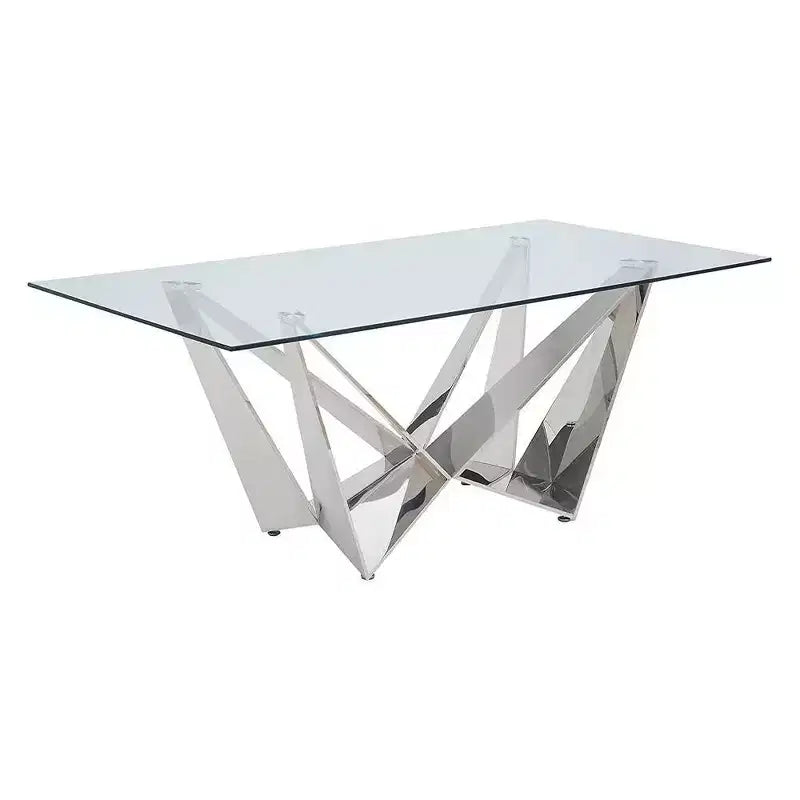 Acme Furniture Dekel Glass Top Dining Table Clear/Stainless Steel
