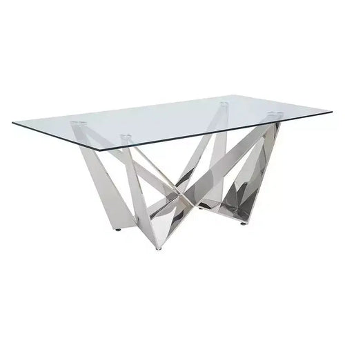 Acme Furniture Dekel Glass Top Dining Table Clear/Stainless Steel