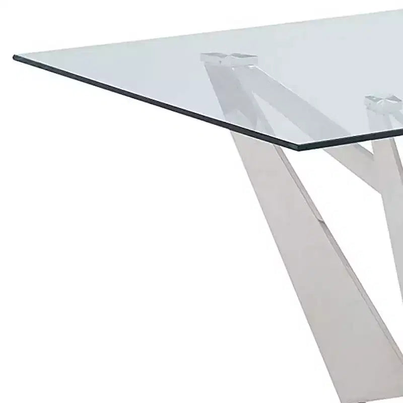 Table à manger Acme Furniture Dekel avec plateau en verre transparent et acier inoxydable