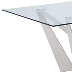 Table à manger Acme Furniture Dekel avec plateau en verre transparent et acier inoxydable