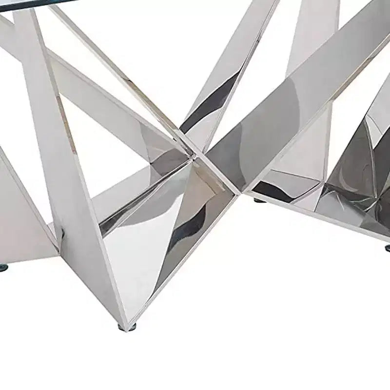 Table à manger Acme Furniture Dekel avec plateau en verre transparent et acier inoxydable