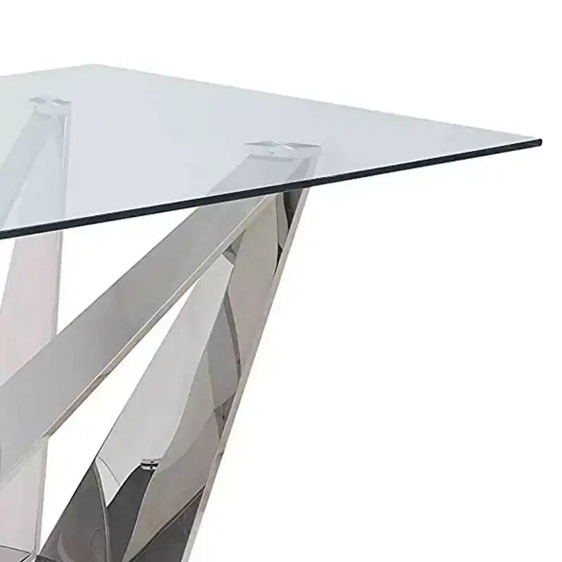 Table à manger Acme Furniture Dekel avec plateau en verre transparent et acier inoxydable