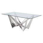 Table à manger Acme Furniture Dekel avec plateau en verre transparent et acier inoxydable