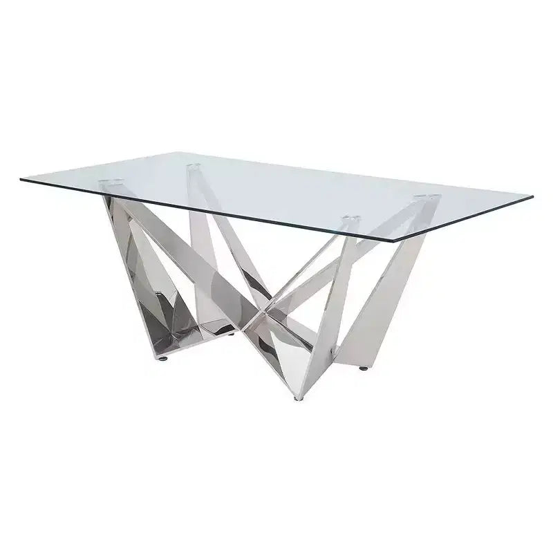 Table à manger Acme Furniture Dekel avec plateau en verre transparent et acier inoxydable
