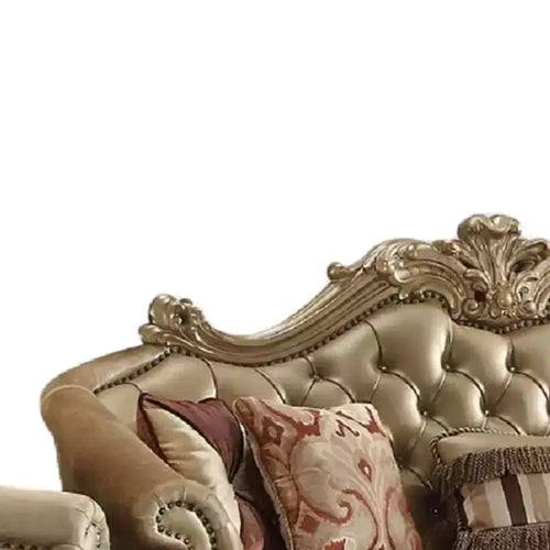 Acme Furniture Vendome II Canapé Similicuir Bone/Patine Dorée