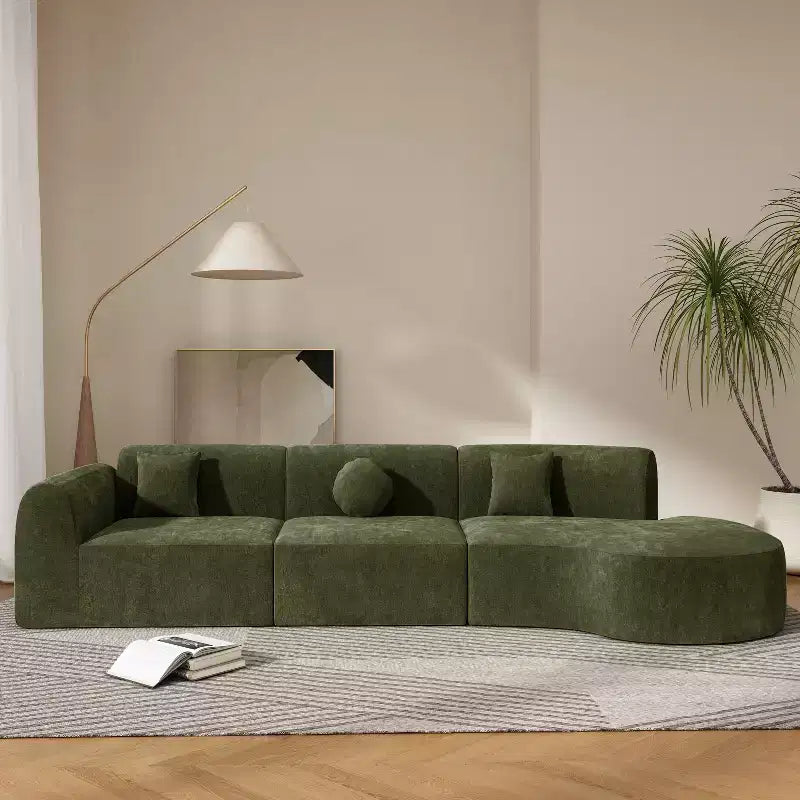 Christopher Knight Home Lyla, canapé d'angle incurvé moderne 5 places en éponge entièrement compressée de 355 cm, vert
