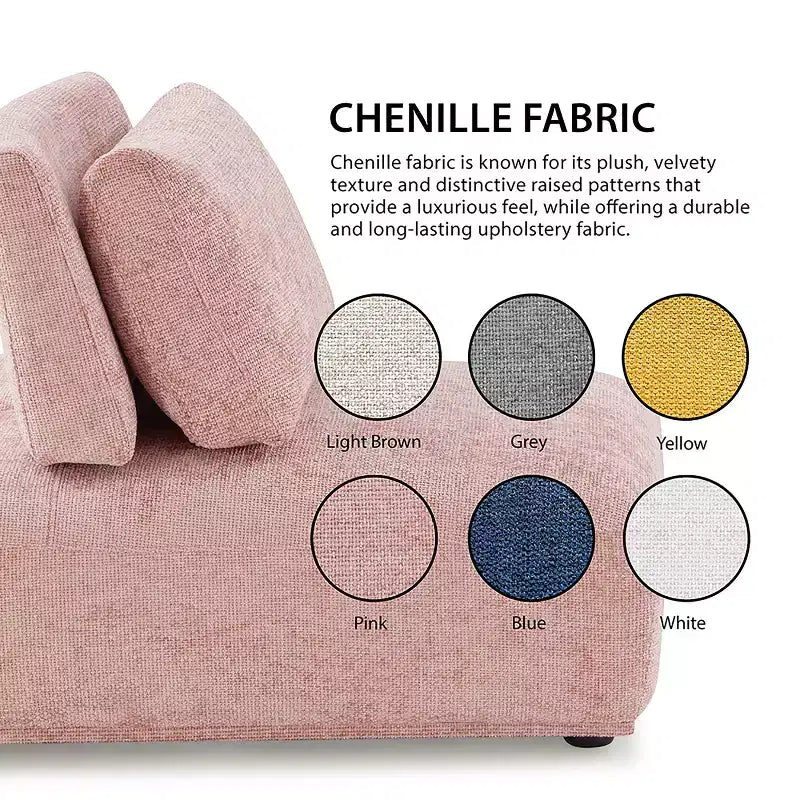 HOMES: Inside + Out Fauteuil sans accoudoirs modulaire moderne Povoa en chenille avec dossier extensible Gris