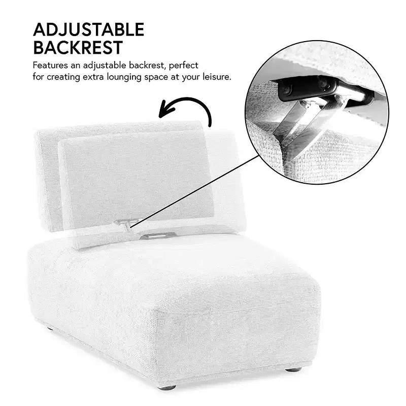 HOMES: Inside + Out Fauteuil sans accoudoirs modulaire moderne Povoa en chenille avec dossier extensible Gris