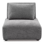 HOMES: Inside + Out Fauteuil sans accoudoirs modulaire moderne Povoa en chenille avec dossier extensible Gris