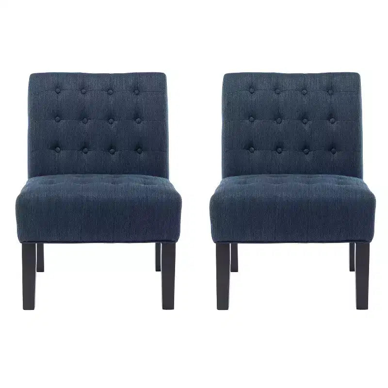 Christopher Knight Home Lot de 2 fauteuils d'appoint capitonnés Lewis bleu marine/noir mat