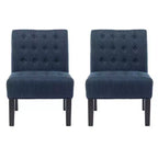 Christopher Knight Home Lot de 2 fauteuils d'appoint capitonnés Lewis bleu marine/noir mat