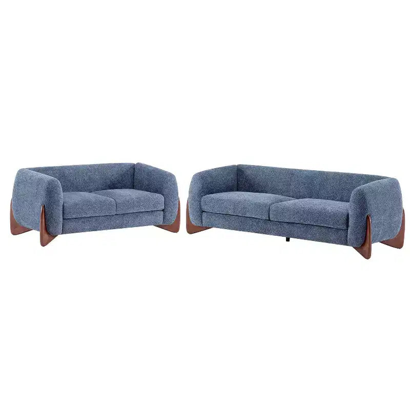 Christopher Knight Home Lucy Modern Upholstered 3 Seater and 2 Seater Combined Sofa Set Blue