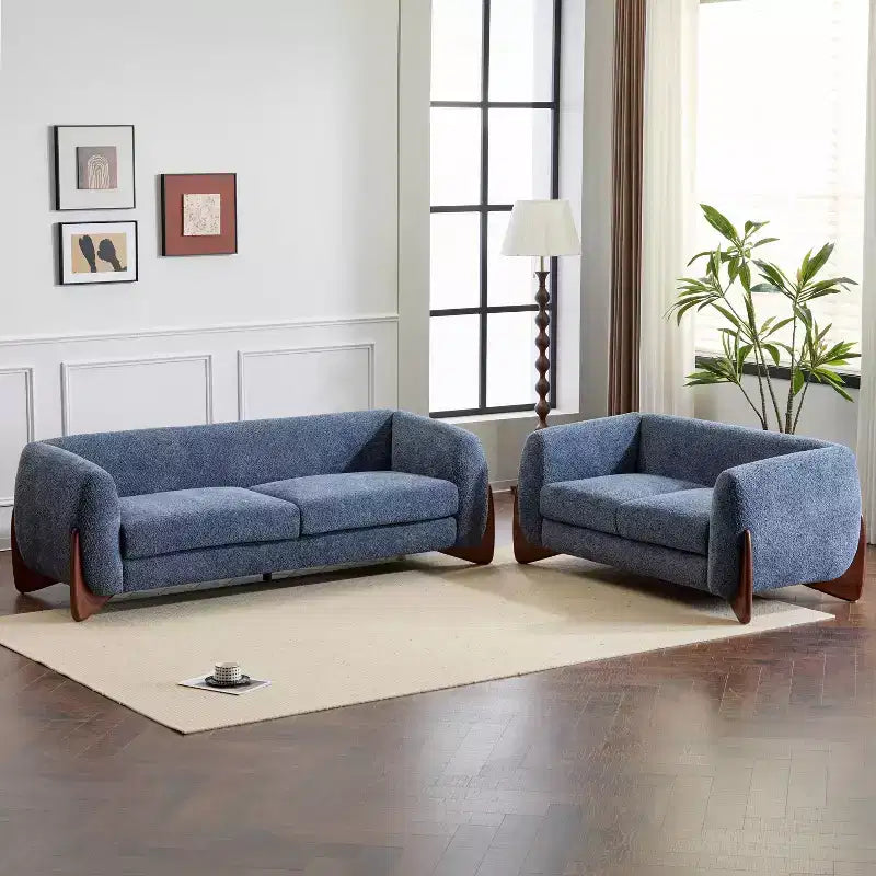 Christopher Knight Home Lucy Canapé combiné 3 et 2 places rembourré moderne bleu