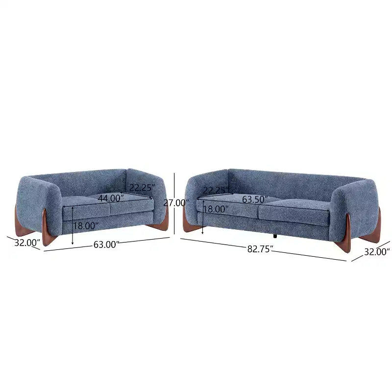 Christopher Knight Home Lucy Canapé combiné 3 et 2 places rembourré moderne bleu