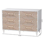 Commode à 6 tiroirs contrastés sculptés Baxton Studio Louetta Blanc/Marron Naturel