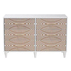 Commode à 6 tiroirs contrastés sculptés Baxton Studio Louetta Blanc/Marron Naturel