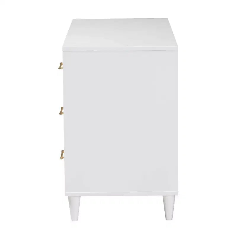 Commode à 6 tiroirs contrastés sculptés Baxton Studio Louetta Blanc/Marron Naturel