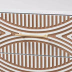 Commode à 6 tiroirs contrastés sculptés Baxton Studio Louetta Blanc/Marron Naturel