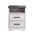 Prepac Rustic Ridge Farmhouse Nightstand with 2 Drawers and Open Cubby Washed White