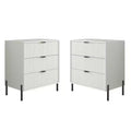 Festivo 2pc Modern Elegance 3 Drawer Nightstands Side Table Set Off-White
