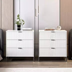 Festivo Lot de 2 tables de chevet 3 tiroirs Élegance Moderne Blanc Cassé