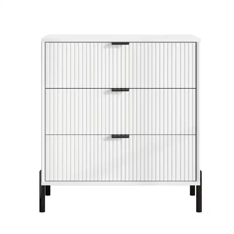 Festivo Lot de 2 tables de chevet 3 tiroirs Élegance Moderne Blanc Cassé
