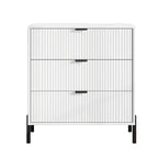Festivo Lot de 2 tables de chevet 3 tiroirs Élegance Moderne Blanc Cassé