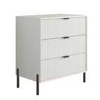 Festivo Lot de 2 tables de chevet 3 tiroirs Élegance Moderne Blanc Cassé