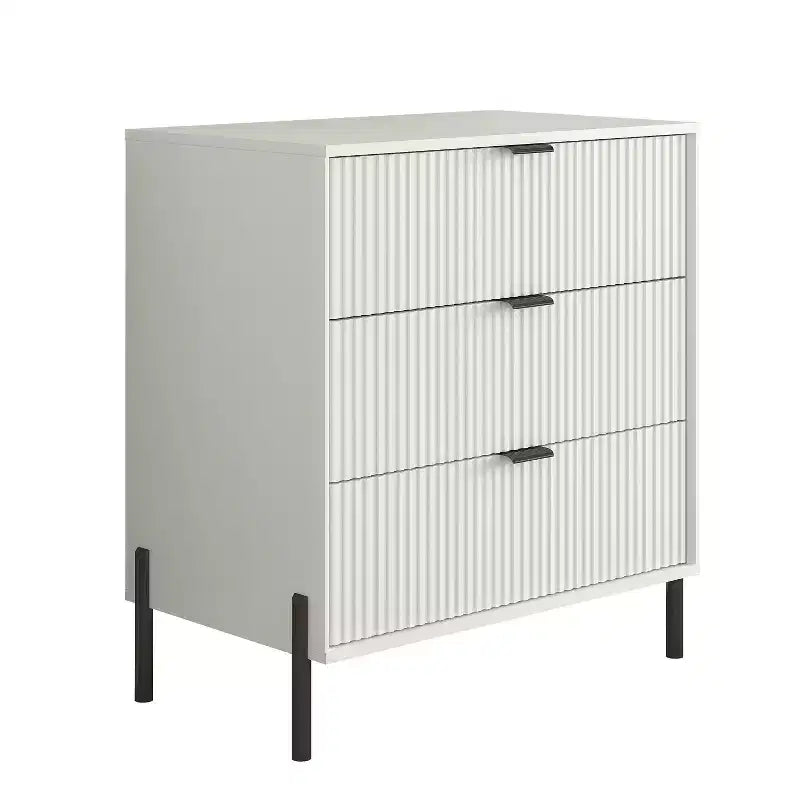 Festivo Lot de 2 tables de chevet 3 tiroirs Élegance Moderne Blanc Cassé