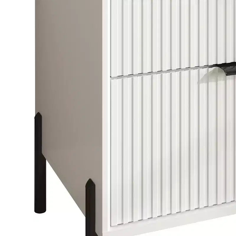 Festivo Lot de 2 tables de chevet 3 tiroirs Élegance Moderne Blanc Cassé