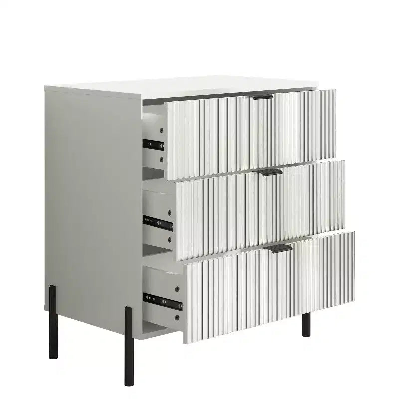 Festivo Lot de 2 tables de chevet 3 tiroirs Élegance Moderne Blanc Cassé