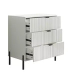 Festivo Lot de 2 tables de chevet 3 tiroirs Élegance Moderne Blanc Cassé
