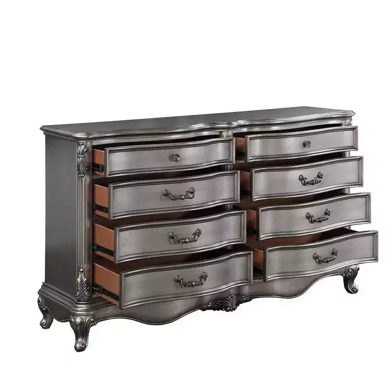 Commode Ariadne 8 tiroirs Acme Furniture, finition platine antique