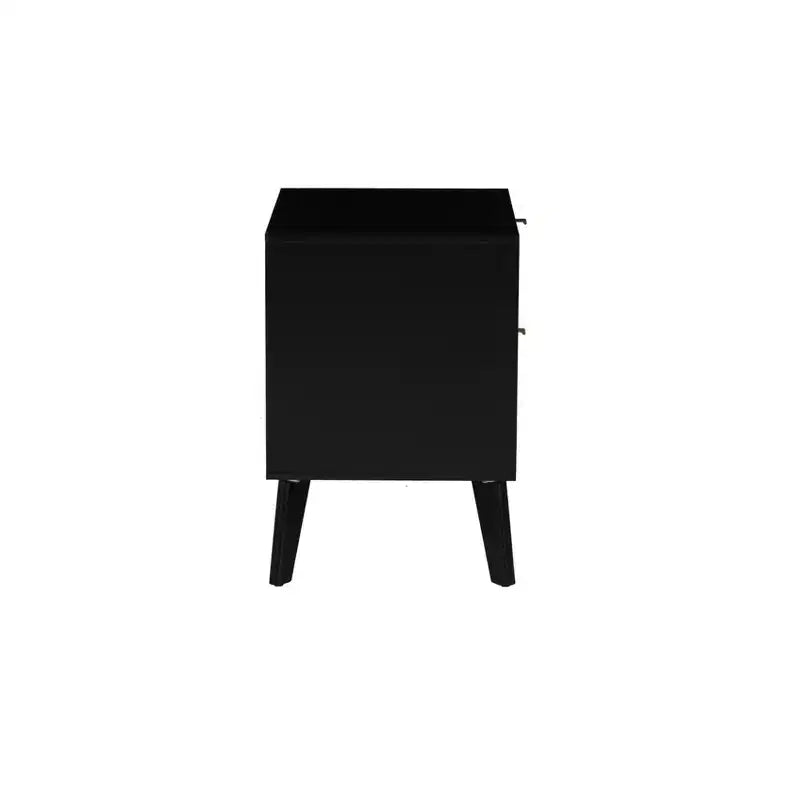 Table de chevet Powell Chancery noire et canne avec 2 tiroirs