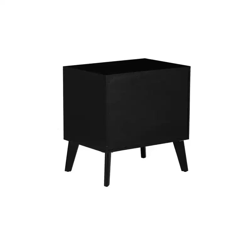 Table de chevet Powell Chancery noire et canne avec 2 tiroirs