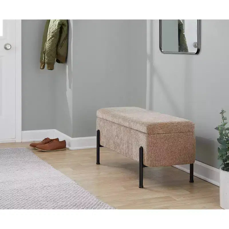 Banc Daniella LumiSource Acier noir/Tissu marron