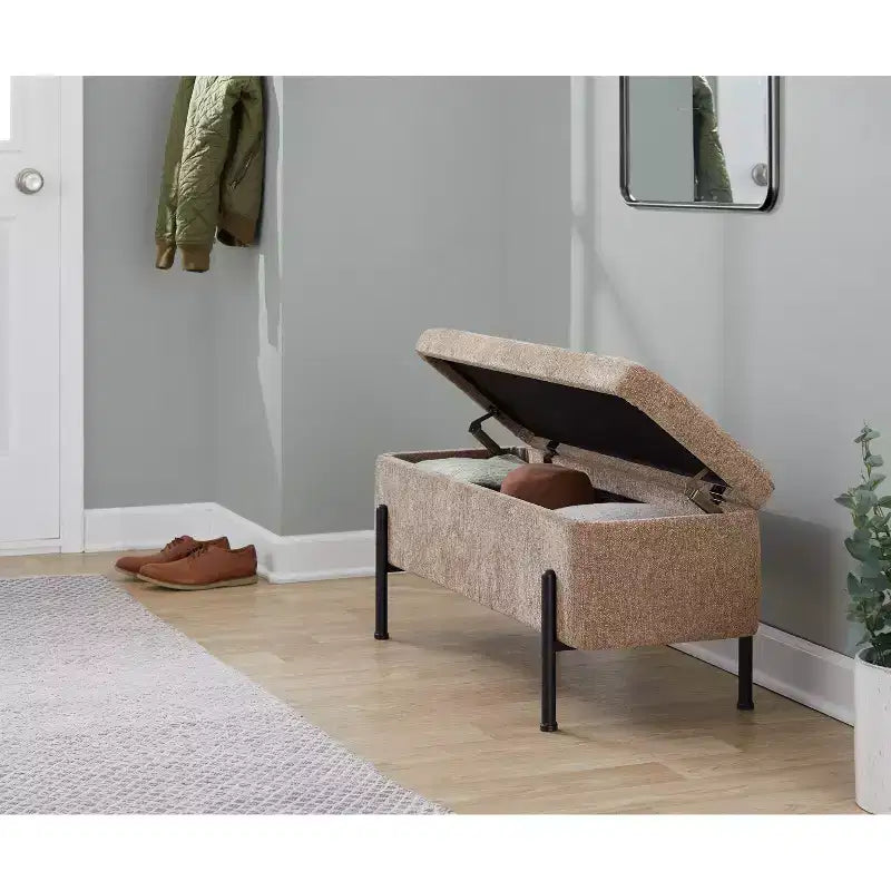 Banc Daniella LumiSource Acier noir/Tissu marron