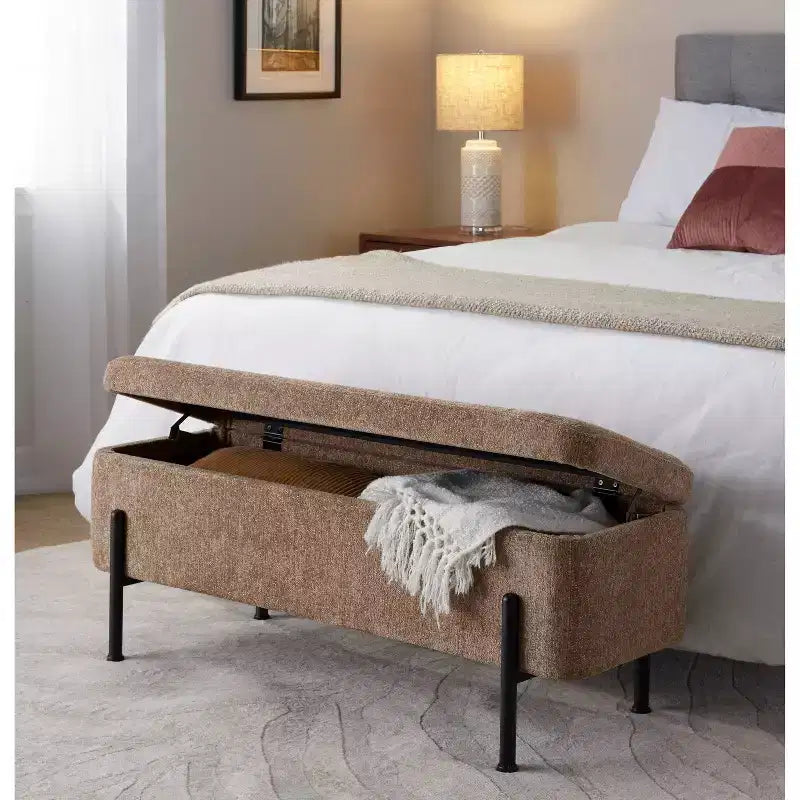 Banc Daniella LumiSource Acier noir/Tissu marron