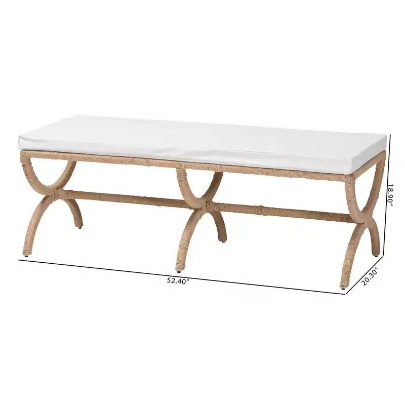 Banc d'appoint en jonc de mer naturel Maliyah bali & pari, marron naturel
